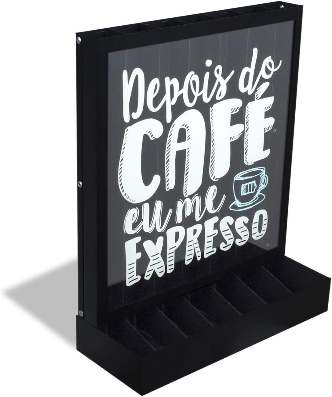 Porta-Cápsulas de Mesa/Parede Expresso, GeGuton, Preto/Estampa, Bistrô Café