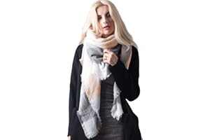 MissShorthair Square Blanket Scarfs for Women Large Plaid Tartan Shawl Wrap