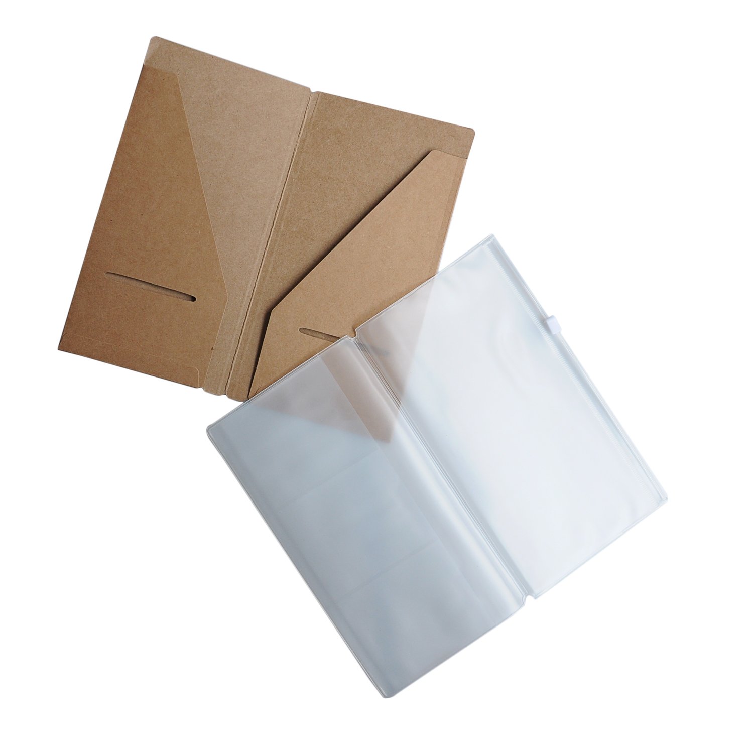 WANDERINGS Zipper Case and Kraft Card Holder 2-Pack Accessories for Refillable Travel Journals - 5 x 3.5 Inches (12.5 x 9 cm) B7 - Pocket/Passport Size