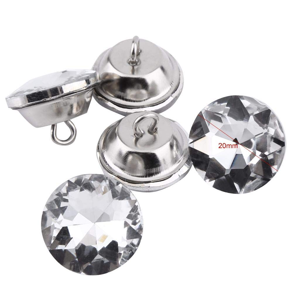 50pcs gem Flower Pull Button Crystal Button Crystal Silver White (20mm), Handmade Materials