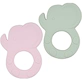 Silicone Baby Teether Toy, Teething Toy for Babies, Pink Green Elephant Shape, Babies Teether, Easy to Hold, Sensory Stimulation for Infants, BPA Free, Food Grade, Newborn Baby Shower Gifts