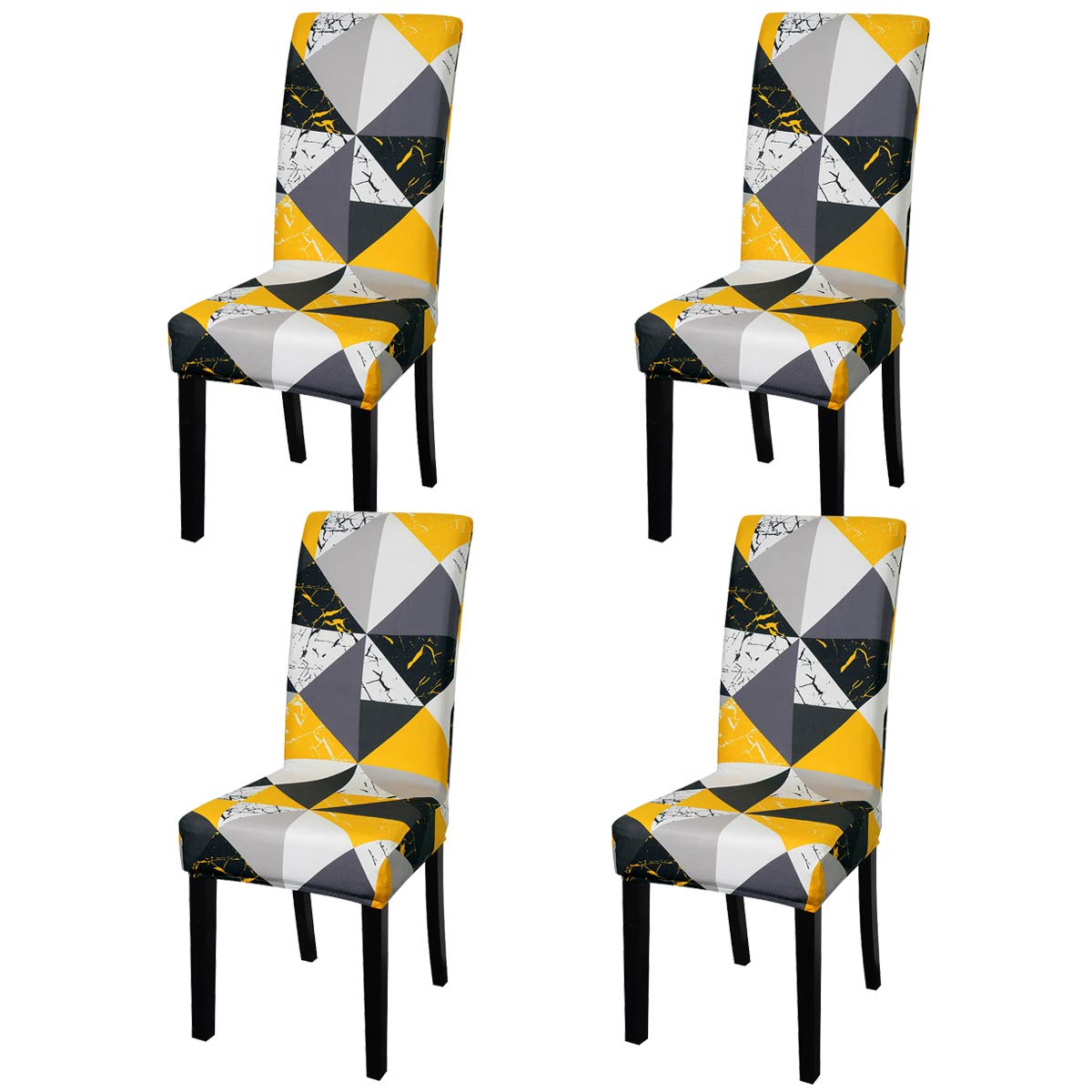 ele ELEOPTION Printed Stretch Dining Chair Covers Removable Washable Elastic Spandex Dining Chair Slipcovers High Back Chair Protector Seat Covers for Dining Room Wedding Banquet Party (E, Set of 4)
