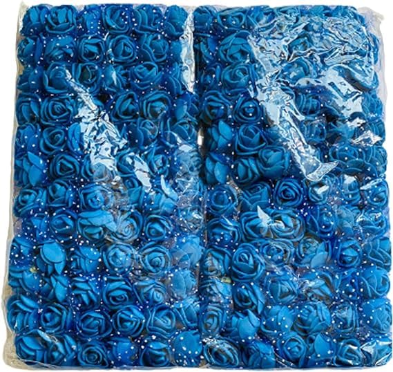 Witty Cuties Artificial Flowers Real Looking Artificial Blue Roses Foam Flowers for Crafting Fake Foam Roses Decoration DIY Wedding Bouquets Bridal Shower Flower Decoration Pack of 1 (144pcs).