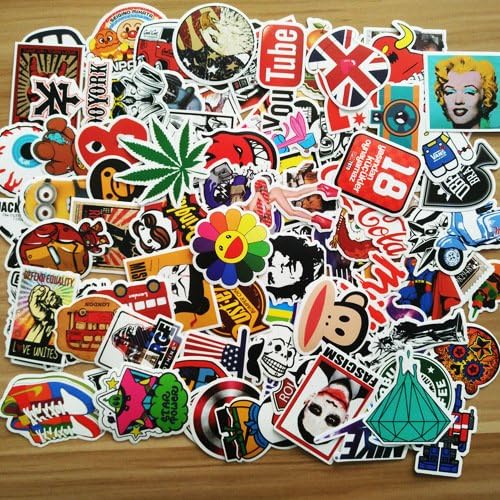 100 lb stickers perfect personalized laptops, luggage, cars, bicycles, children, motorcycles, skateboard luggage, bumper stickers hippie stickers explosion proof (100pcs-A)