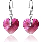 Austrian Crystal Heart Dangle Hook Earrings for Women Drop Earrings 14K Gold Plated Hypoallergenic Jewelry