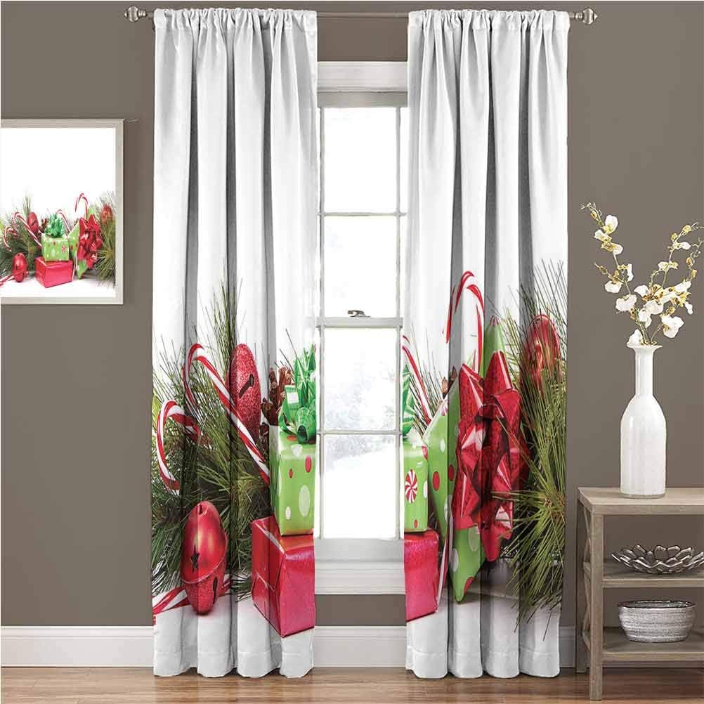 Mademai Christmas Curtain for Kitchen Window Ornate Boxes with Dots