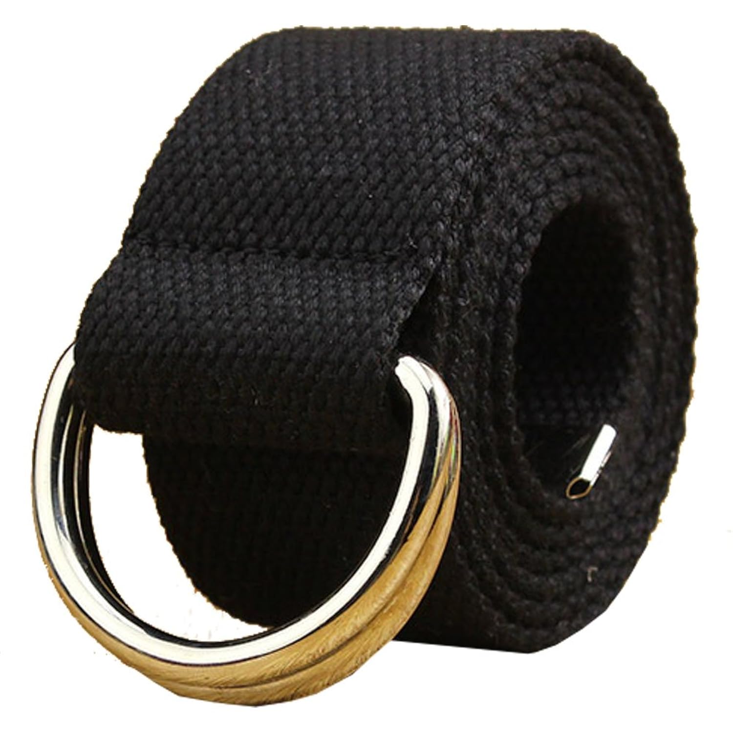Canvas  Belt Double Dring Buckle 1 1/2 Inch Extra Long Metal Tip