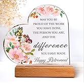 Retirement Gifts for Women 2025, Acrylic Heart Retirement Plaque Happy Retirement Gifts Inspirational Gifts for Coworkers Retired Friends Teacher Nurses Retirement Paperweight Table Decoration
