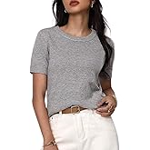 GORGLITTER Women's Short Sleeve Sweater Dressy Fall Sweaters 2025 Casual Crew Neck Knit Pullover Tops