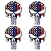 WZT 4 Pcs Red and Blue 4x5.2 Inch Subdued Us Flag Punisher Skull Reflective Decal with Thin Blue Line (police and fire Support) (2)
