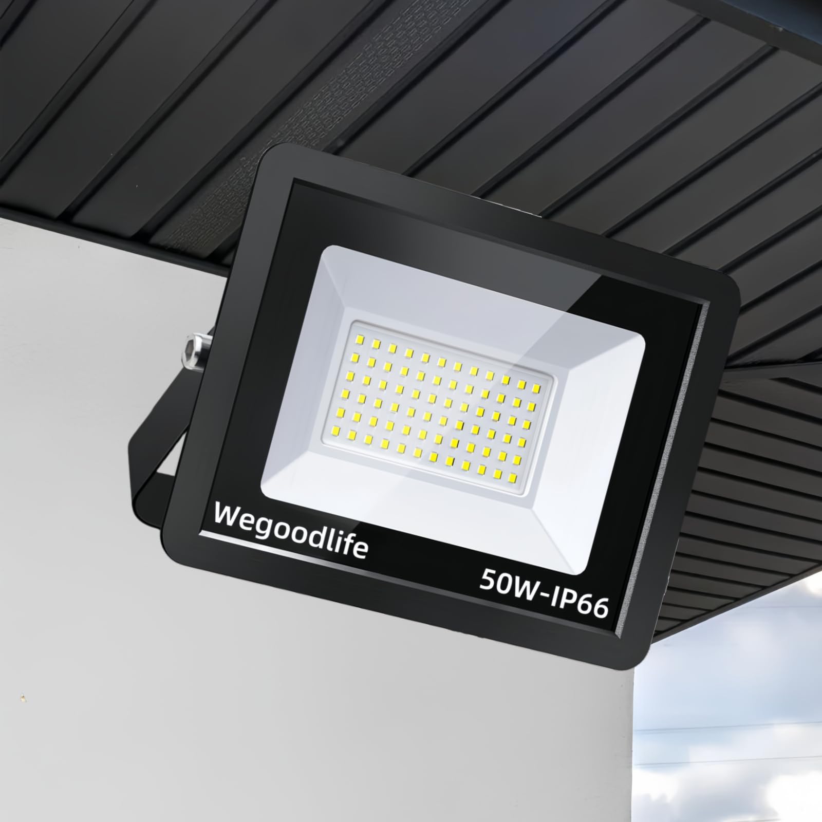 Wegoodlife 50 W LED Outdoor Spotlight, Super Bright 3995 LM Spotlight, 3000 K Warm White Outdoor Spotlight, IP66 Waterproof LED Floodlight, 50 cm Cable, No Plug, Outdoor Light for Backyard, Driveway,