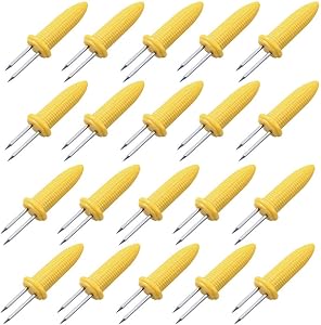 POTALL Corn on The Cob Holders, Stainless Steel Corn Holders Corn on The Grill, Corn on The Cob Skewers, Double Fork Sweet Corn Seat, Home Cooking Fork (20PCS)