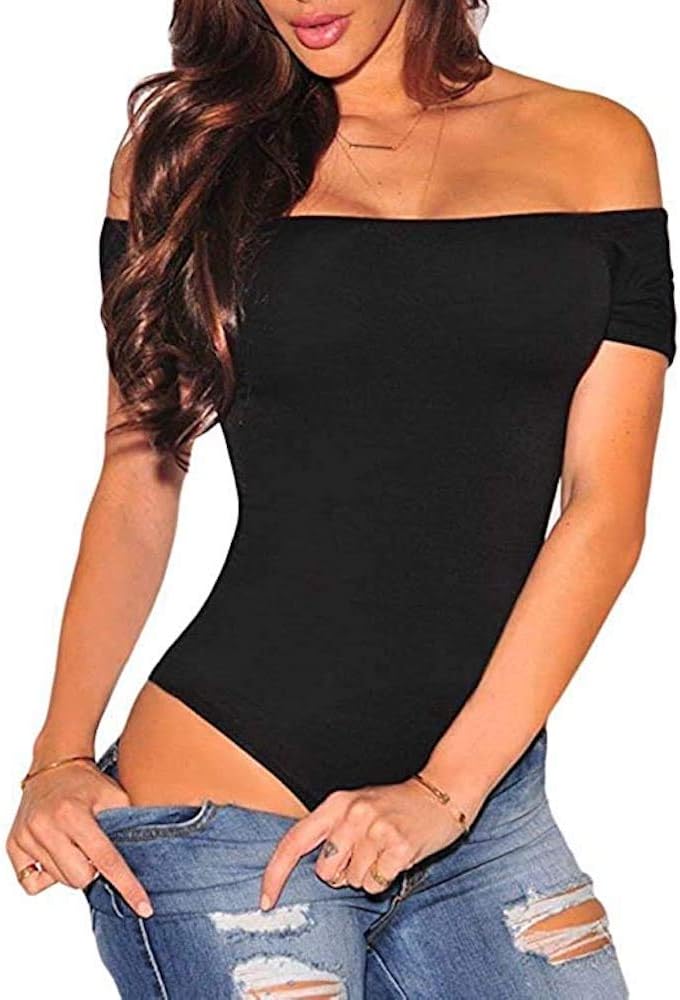 Women Off The Shoulder Top Short Sleeve Party Bodysuit Romper