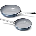 Caraway Fry Pan Duo - Nonstick Ceramic Frying Pan (8" & 10.5”) - Non Toxic, PTFE & PFOA Free - Oven Safe & Compatible with All Stovetops (Gas, Electric & Induction) - Navy