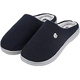 Women's Memory Foam Slippers Cozy Knitted Cotton Vamp House Shoes Indoor, Outdoor with Anti-Skid Rubber Sole