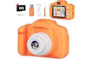 BAKOOR Upgrade Toddler Camera, HD Digital Video Cameras for Toddler,Kids Selfie Camera Toys with 32GB SD Card for 3 4 5 6 7 8 9 Year Old Girls, Christmas Birthday Gifts for Boys - Orange