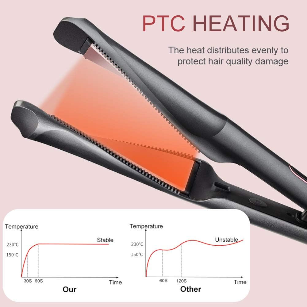 Professional Salon Hair Flat Iron Straightener & Curler 2 In 1, Travel Hair Styling Tools with Adjustable Temp, LCD Display & Auto Shut-Off: Health & Personal Care