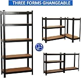 GadgetHaven 5 Tier Garage Shelving Unit Heavy Duty Steel 90x40x180 cm Black view 3