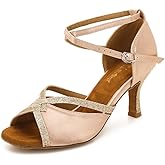 TTdancewear Women Ballroom Dance Shoes Latin Salsa Bachata Performance Sparkly Dance Dancing Shoes