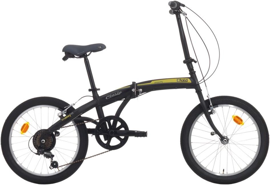Steel C-Fold 20 inch Folding Bike with Shimano 6 V Black/Green