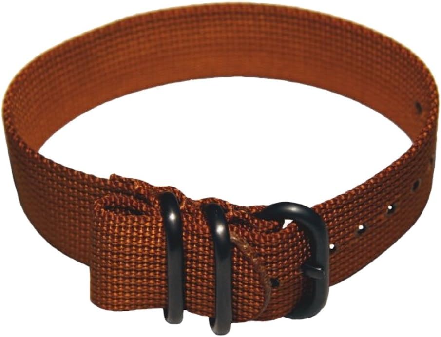 20mm Nylon Watch Band, Tactical Grade Strap, Golden Brown / Burnt Orange, Non-Glare PVD Hardware