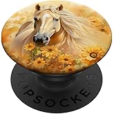 Dreamy Buckskin Horse Watercolor Floral Sunflowers Butterfly PopSockets Adhesive PopGrip