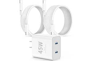 QZIIW iPhone 17 16 15 Charger Fast Charging,45W Dual Port USB C Fast Charger Block & Extra Long 60W 3FT+ 6 FT USB C Cable - P