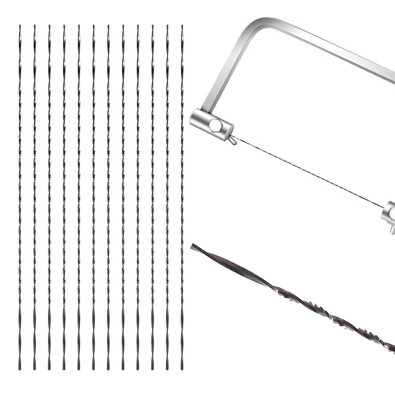 VooGenzek 12 PCS 6# Scroll Saw Blades With Spiral Teeth, Spiral Cutting Blades for Wood Carving