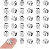 UNICRAFTALE 50Pcs Column Beads Stainless Steel Beads Spacer Beads Large Hole Beads Column European Beads Textured Beads Loose Bead Metal Beads for DIY Bracelet Necklace Jewelry Making, 4.2mm