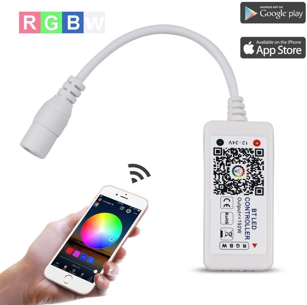 Bluetooth 4.0 RGBW Controller for LED Light Strips, Android and iOS Free App Smart LED Strip Light Controller