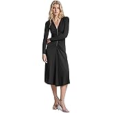 Michael Kors Womens Long Sleeve Ruched Midi Dress