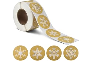 KATUMO Snowflakes Christmas Stickers, Holiday Envelope Stickers Family Classroom New Year Decor Presents 500Pcs Per Roll with 4 Different Designs