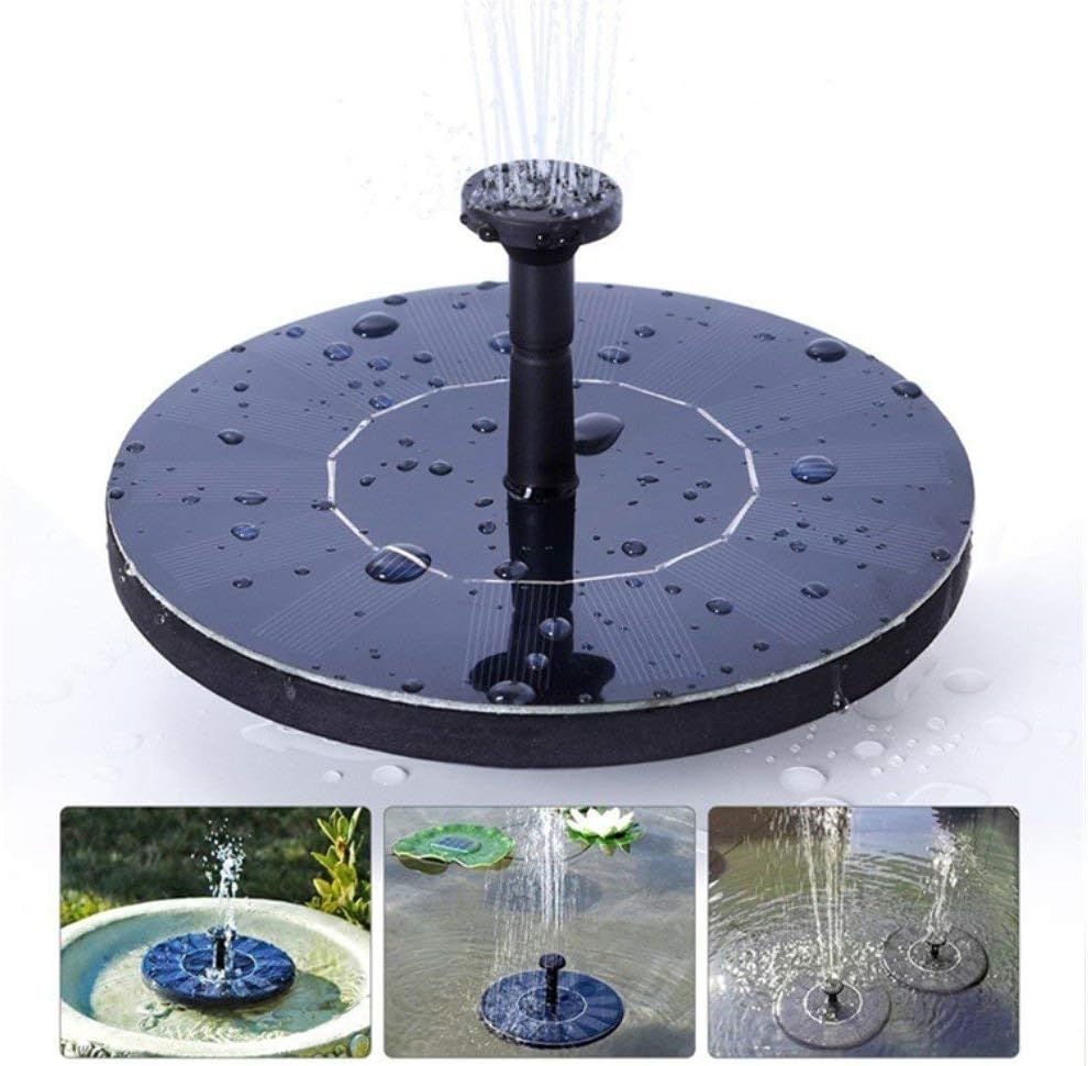 LAWOHO Solar Fountain for Bird Bath 1.5W Pump 4 Heads Auto Start 3s