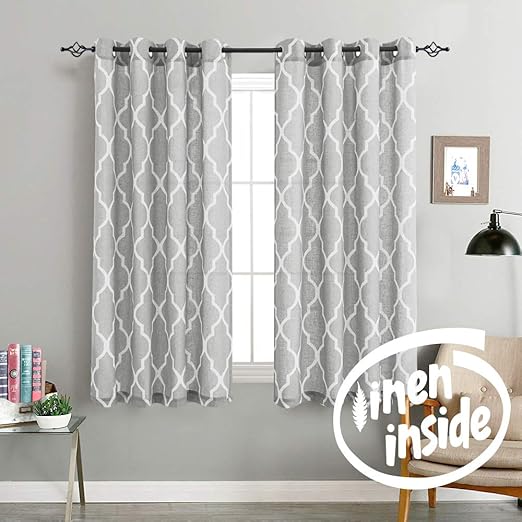 Amazon Com Jinchan Quatrefoil Linen Blend Curtains Moroccan Tile