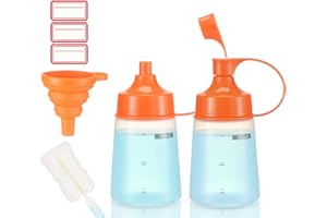 Ondiomn Condiment Squeeze Bottle Wide Mouth, 2 Pack 180ml Empty Reusable Squeeze Bottles for Honey,Batter,Catsup,Onion,Resin,Baking,Expoxy,Relish, BPA Free-Food Grade