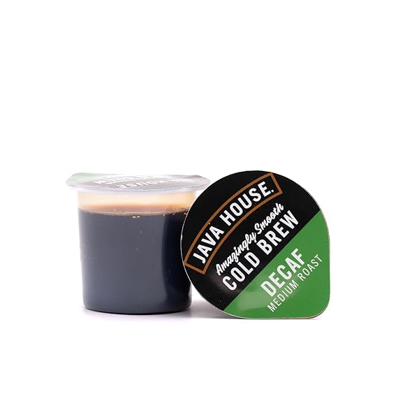 JAVA HOUSE SINGLE-SERVE COLD BREW COFFEE PODS – PREMIUM 100% ARABICA LIQUID CONCENTRATE – SMOOTH & BOLD DECAF ROAST – 12 PODS – READY HOT OR ICED, TRAVEL-FRIENDLY, TSA APPROVED