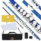 Glory Closed Hole C Flute With Case, Blue