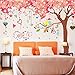 Giant Huge Pink Cherry Tree Wall Decals Cute Cartoon Removable Large Tree Lovely Heart Shape Wall Sticker Peel Stick for Kids Girls Bedroom Livingroom TV Background