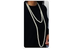 XEYAU Long Pearl Necklaces for Women 70" Pearl Necklace Chunky Bead Layered Pearl Necklace Faux Pearl Dangle Necklace Wedding Bridal 1920s Gatsby Costume Jewelry Gifts