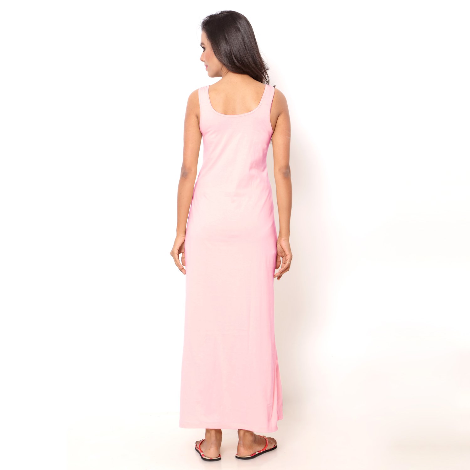 ziya pink pure cotton sleeveless nighty