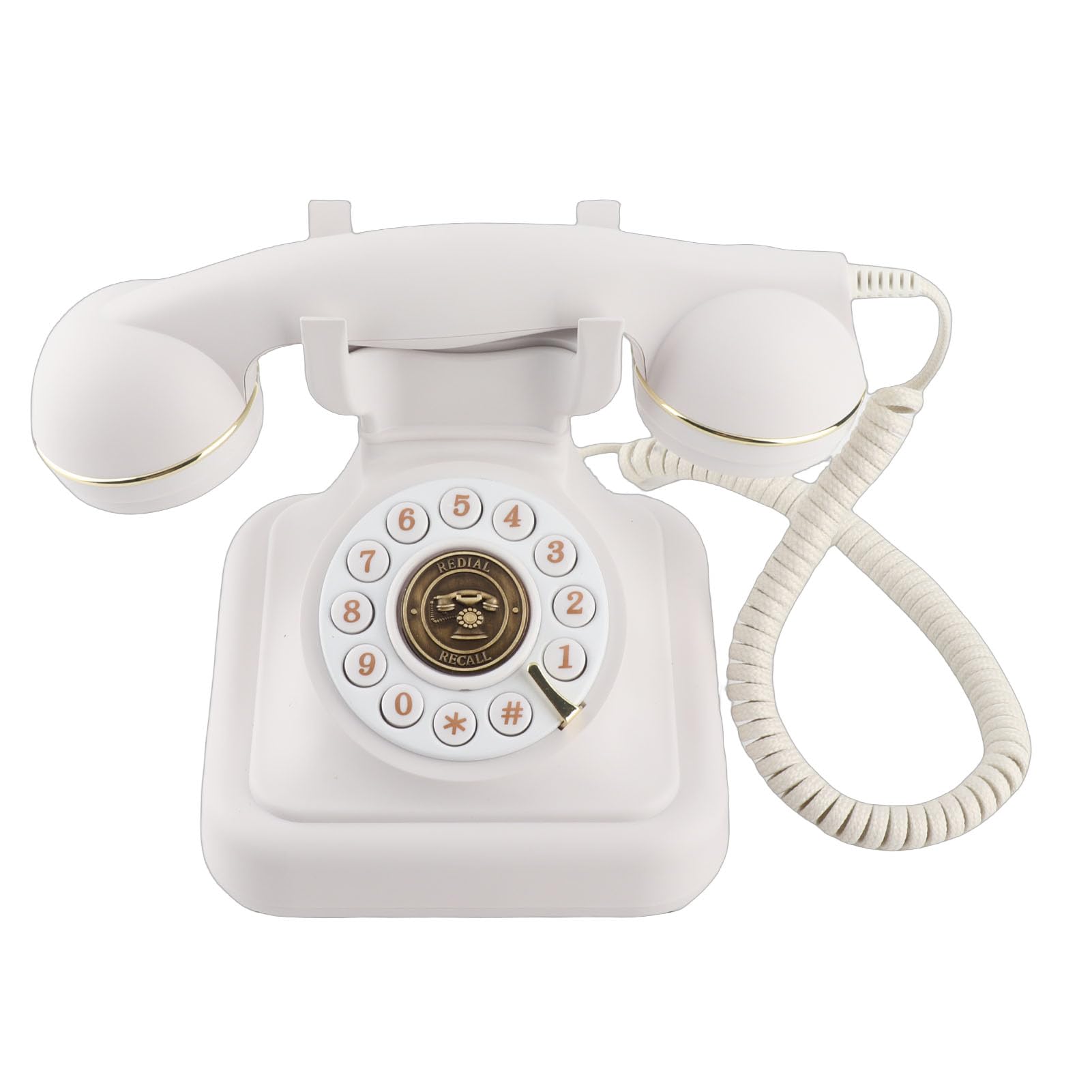 Retro Landline Telephone, 1960s Vintage Old Phones, Classic Corded Desk Dial Button Phone, Sound Guestbook Function, Built in 8GB Memory, for Office and Home
