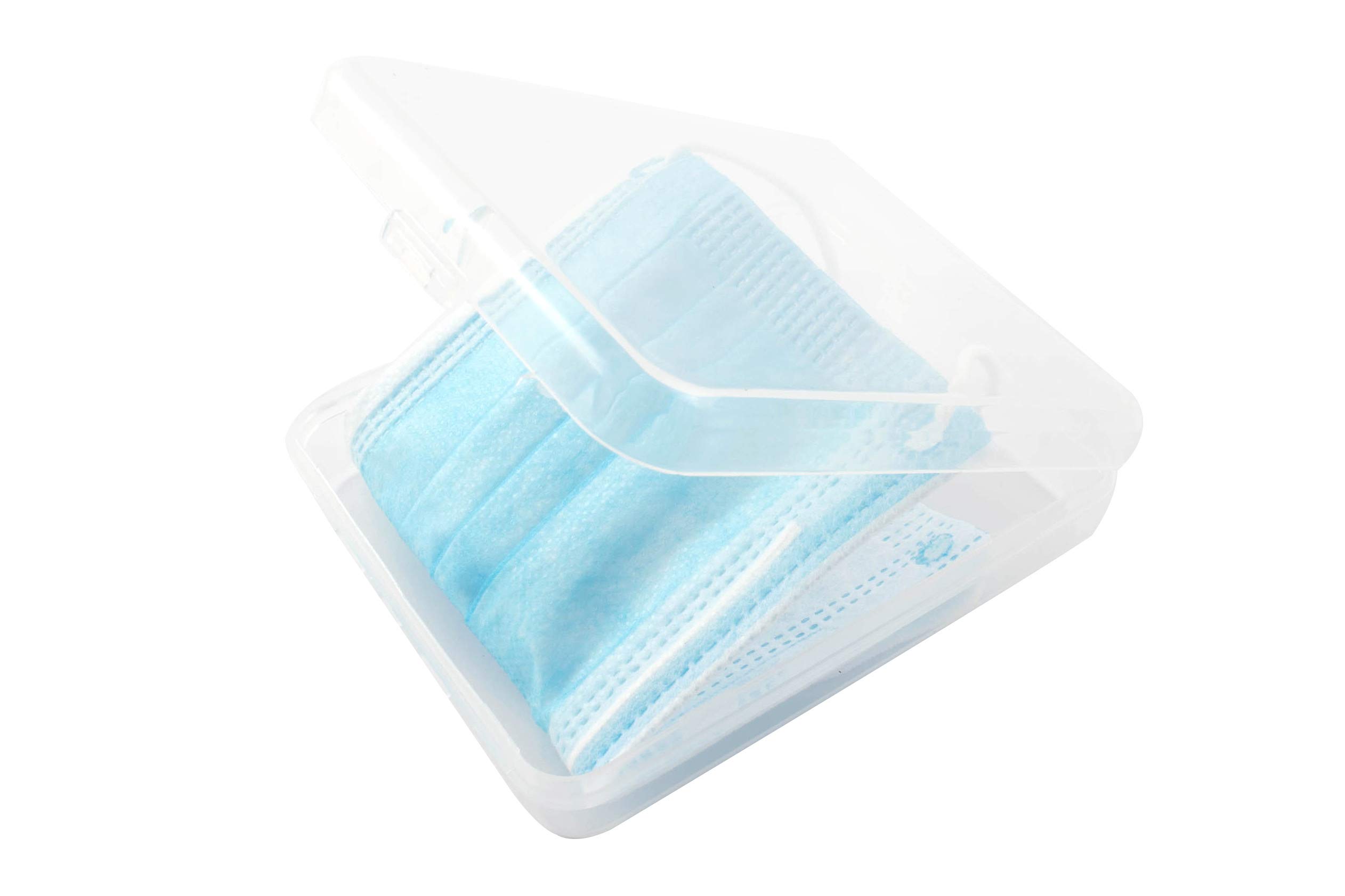 TBOC Case for Masks - Square Box [Transparent] Storage for Face Mask Portable Organizer Hard Plastic for Disposable Face Cover Light and Reusable Keeper with Lids Protection Against Dirt and Dust