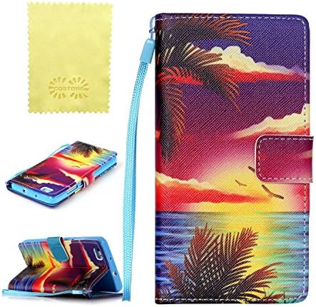 Huawei P8 lite case, CQSTORE(TM) Stand View PU Leather Flip Stand Case Cover, Hawaii style case for Huawei P8 lite (Sun and Beach)