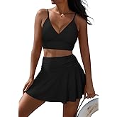 Pink Queen Women's High Waisted Bikini Set Two Piece Swimsuit V Neck Spaghetti Straps Swim Skirt Bathing Suit