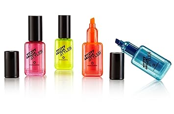 Mustard High Stylers - Textmarker Set, Leuchtmarker in verschiedenen Farben im Nagellack Design, Lustige Geschenkidee, Schrei