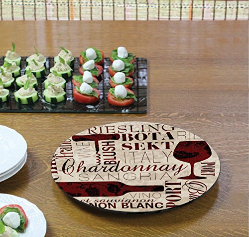 CounterArt Divine Wine Glass Lazy Susan Serving Plate, 13"