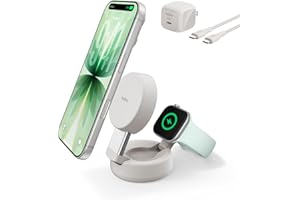 Belkin MagSafe Charger Compatible, 2-in-1 Wireless Charging Station, Qi2.2 25W Convertible Magnetic Charger for iPhone 17, Ap