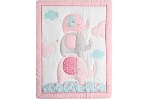 CRIBMATE 1 PC Pink Elephant Nursery Crib Quilt Baby Girl Crib Bed Cover Blanket Baby Gift Idea (Elephant)