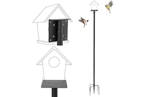PAMASE Bird Feeder Pole for Outdoors - 68in Adjustable Heavy-Duty Bluebird House Support Rod with Stable 5 Prong Base, Easy to Assemble Garden Nest Feeding Stand Post
