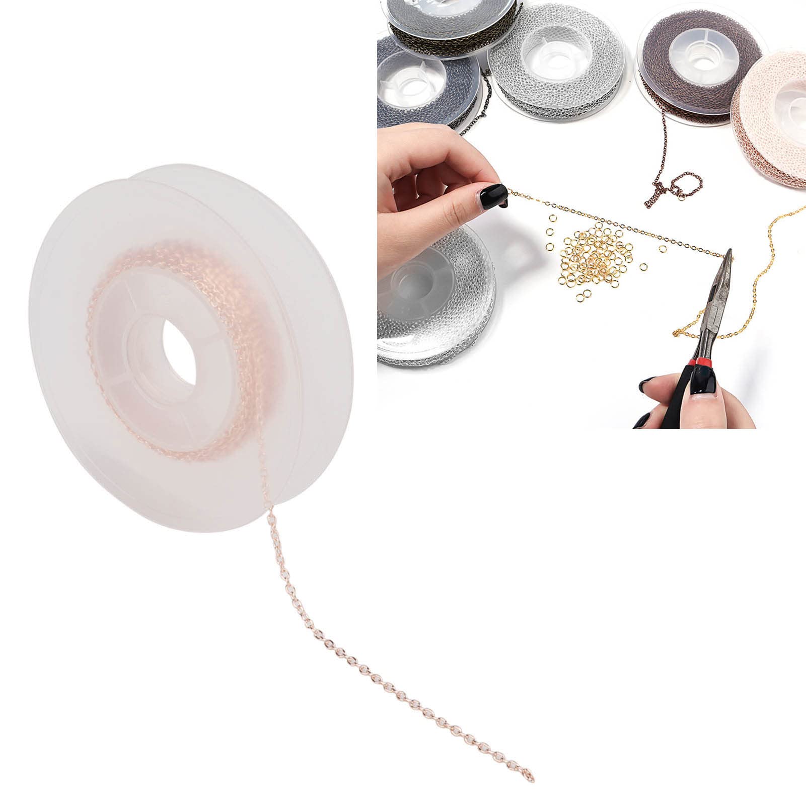 Jewelry Making Chains Kit 2x3mm Gold Plated Necklace Chain Jewellery Making Kit for DIY Craft Necklace Pendant(Rose Gold)